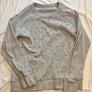 Eddie Bauer Heather Gray Floral Crew Neck Sweater